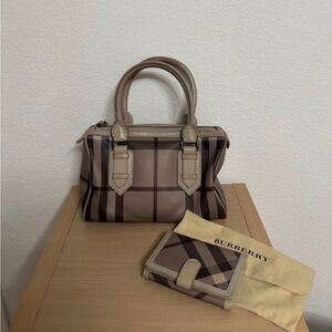 Burberry Tan and Brown Checkered Satchel